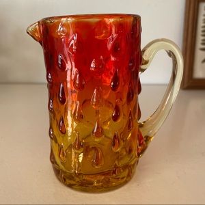 Amberina Hobnail Mini Pitcher Vase Orange Red Yellow